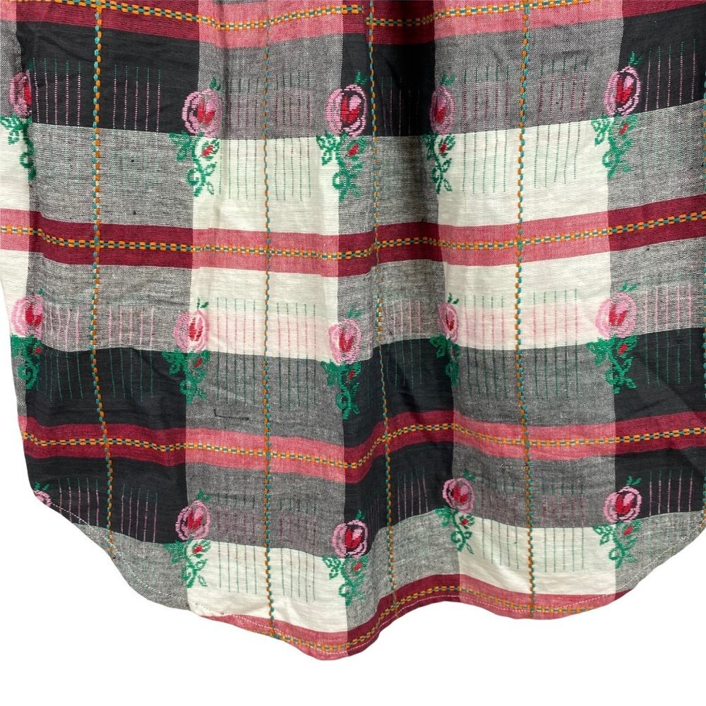 Vintage Angelique Shirt Embroidered Plaid Floral 90s Y2K Blouse Women Size Small - Picture 5 of 12